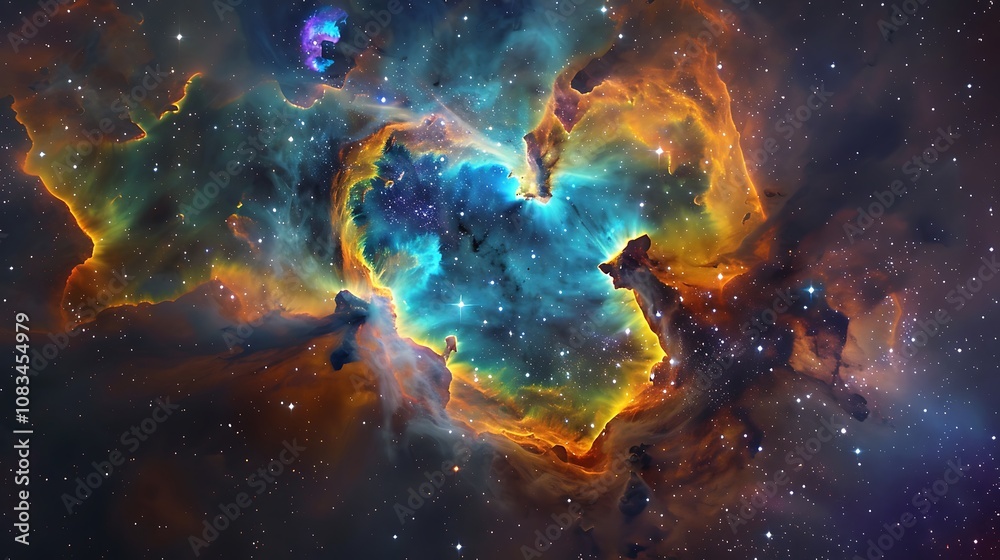 Aufkleber abstract space background with heart shape