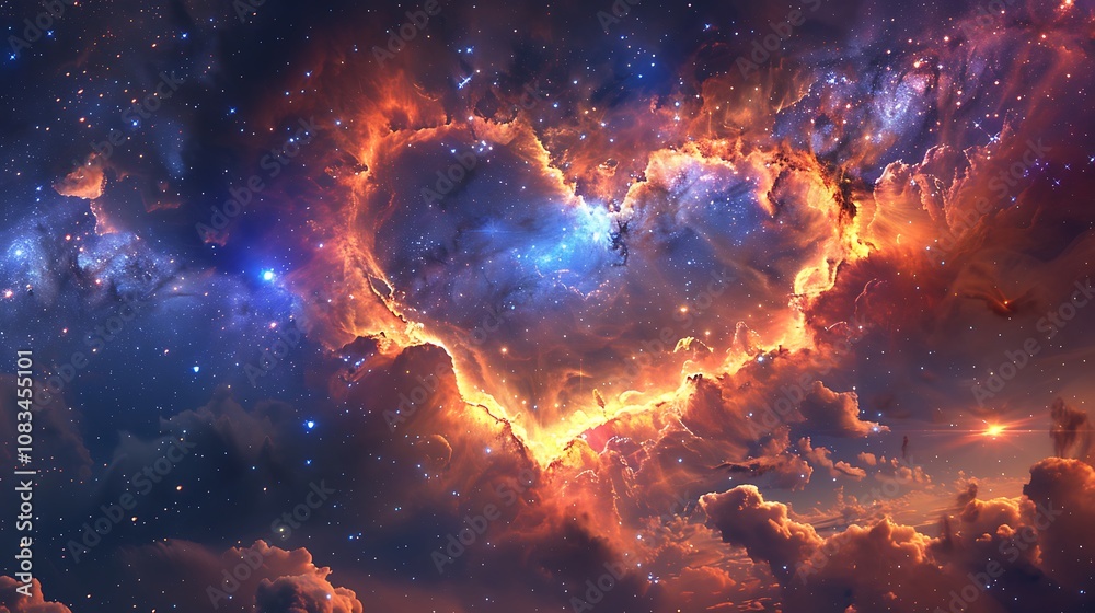 Aufkleber abstract space background with heart shape