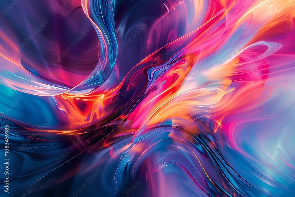 Aufkleber abstract background with smooth lines in blue and orange colors