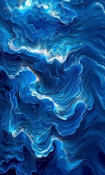 Stereogram illusion with multiple levels and blue curling waves