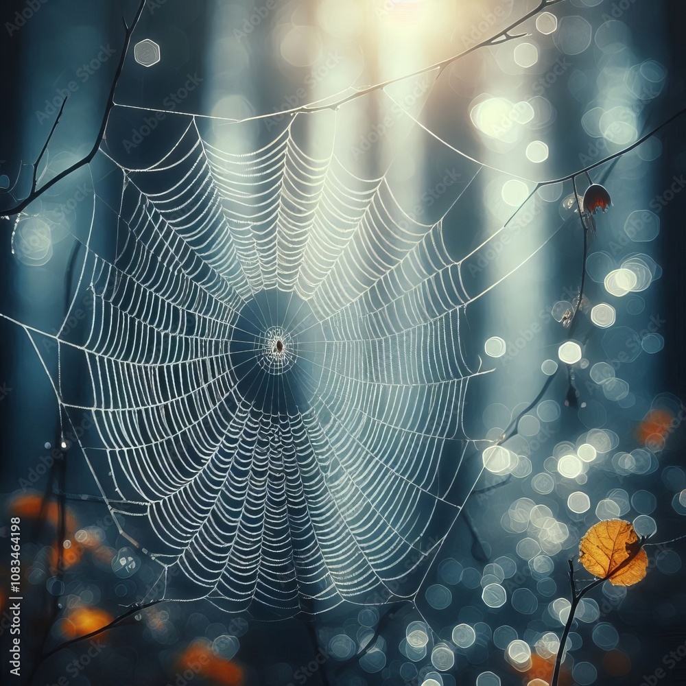 Wall mural cobweb bokeh use a shallow depth of field to create a bokeh effe