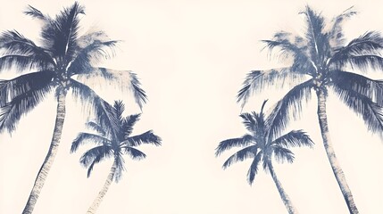 Fototapeta premium Indigo and beige of art palm tree.