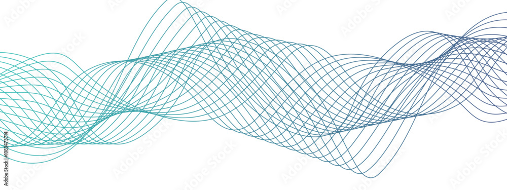 Aufkleber Abstract colourful wave line transparent background modern stream wave background and curve lines. Curved wavy lines tech futuristic motion background. Frequency sound wave and lines