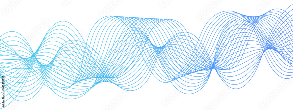 Aufkleber Abstract colourful wave line transparent background modern stream wave background and curve lines. Curved wavy lines tech futuristic motion background. Frequency sound wave and lines