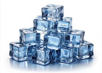 Crystal Clear Ice Cubes on a Transparent Background for Stock Use, Perfect for Refreshing Designs and Beverage Illustrations