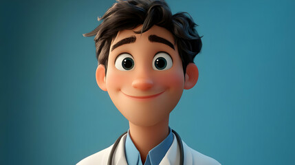 Smiling Cartoon Doctor 3D Illustration