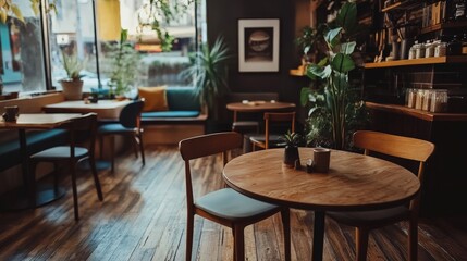 Fototapeta premium Cozy Modern Coffee Shop with Inviting Atmosphere