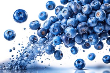 Falling Blueberries Isolated on Transparent Background - Low Light Photography, Fresh Fruits, Blueberry Splash, Natural Food, Healthy Ingredients, Nutrition, Organic Produce, Berry Delights