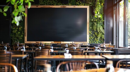Restaurant Empty Menu Board and Chalkboard Menu Sign - A Blank Canvas for Culinary Offerings. The Chalkboard's Surface Awaits the Handwriting of Delicious Dishes, Prices, and Specials. The Empty Menu 