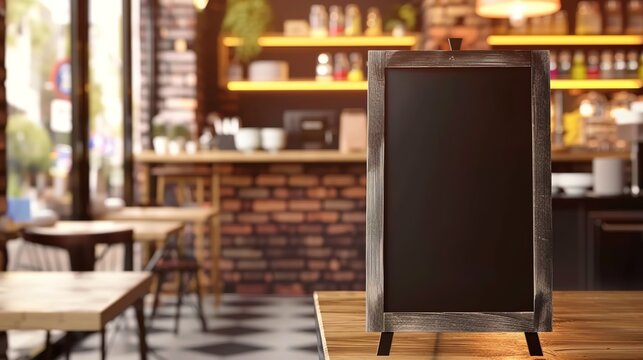 Restaurant Empty Menu Board and Chalkboard Menu Sign - A Blank Canvas for Culinary Offerings. The Chalkboard's Surface Awaits the Handwriting of Delicious Dishes, Prices, and Specials. The Empty Menu 