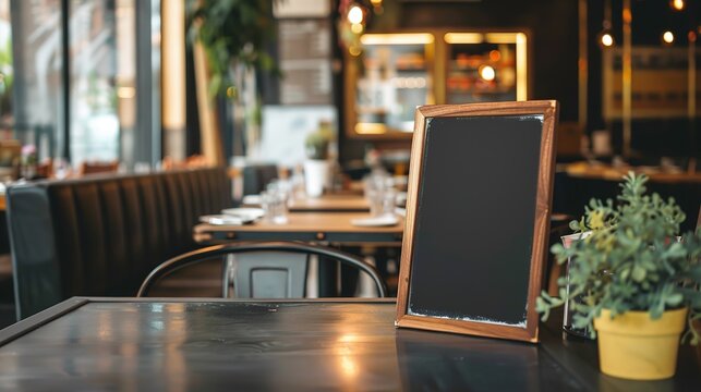 Restaurant Empty Menu Board and Chalkboard Menu Sign - A Blank Canvas for Culinary Offerings. The Chalkboard's Surface Awaits the Handwriting of Delicious Dishes, Prices, and Specials. The Empty Menu 