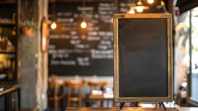 Restaurant Empty Menu Board and Chalkboard Menu Sign - A Blank Canvas for Culinary Offerings. The Chalkboard's Surface Awaits the Handwriting of Delicious Dishes, Prices, and Specials. The Empty Menu 