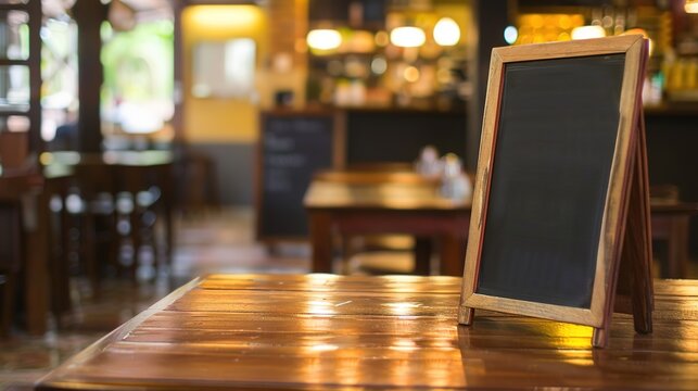 Restaurant Empty Menu Board and Chalkboard Menu Sign - A Blank Canvas for Culinary Offerings. The Chalkboard's Surface Awaits the Handwriting of Delicious Dishes, Prices, and Specials. The Empty Menu 