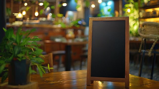 Restaurant Empty Menu Board and Chalkboard Menu Sign - A Blank Canvas for Culinary Offerings. The Chalkboard's Surface Awaits the Handwriting of Delicious Dishes, Prices, and Specials. The Empty Menu 