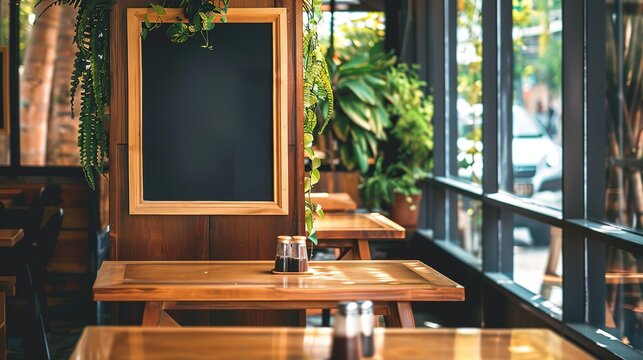 Restaurant Empty Menu Board and Chalkboard Menu Sign - A Blank Canvas for Culinary Offerings. The Chalkboard's Surface Awaits the Handwriting of Delicious Dishes, Prices, and Specials. The Empty Menu 