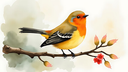 Fototapeta premium water color bird on a branch