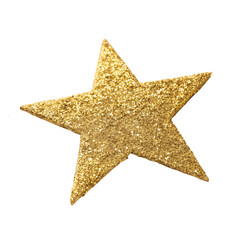 Obraz premium A glittery gold star shines brilliantly, set against a transparent background, radiating festive warmth with its sparkling surface and sharp, clean edges