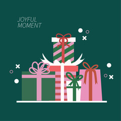 Festive Christmas Card with Christmas Elemen Decoration