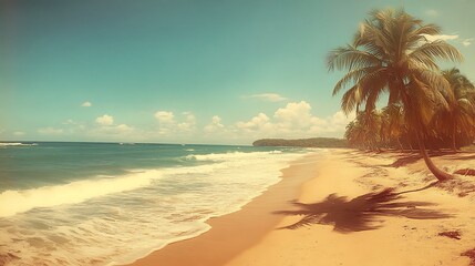 Beautiful tropical beach with palm trees background