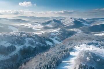 snow covered mountains in winter