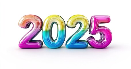 Happy new year 2025 with luxury numerals on white background.Lettering text for New Year.illustration