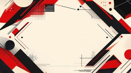 Abstract Geometric Composition with Red, Black, and White Shapes
