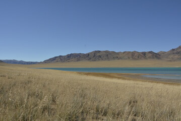 Mountains, beautiful steppes and nature in western Mongolia, Bayan Olgii province.