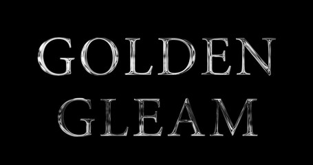 Obraz premium Golden Gleam golden shining metallic 3d text bg. Luxury royal gleam glowing text. Golden Gleam, shiny typographic bg. Fantasy celebration greeting shimmering bg. Wishing blessing asset