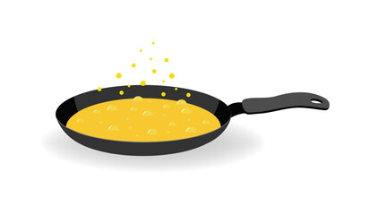 Frying pan with butter isolated. Kitchen utensils for cooking food