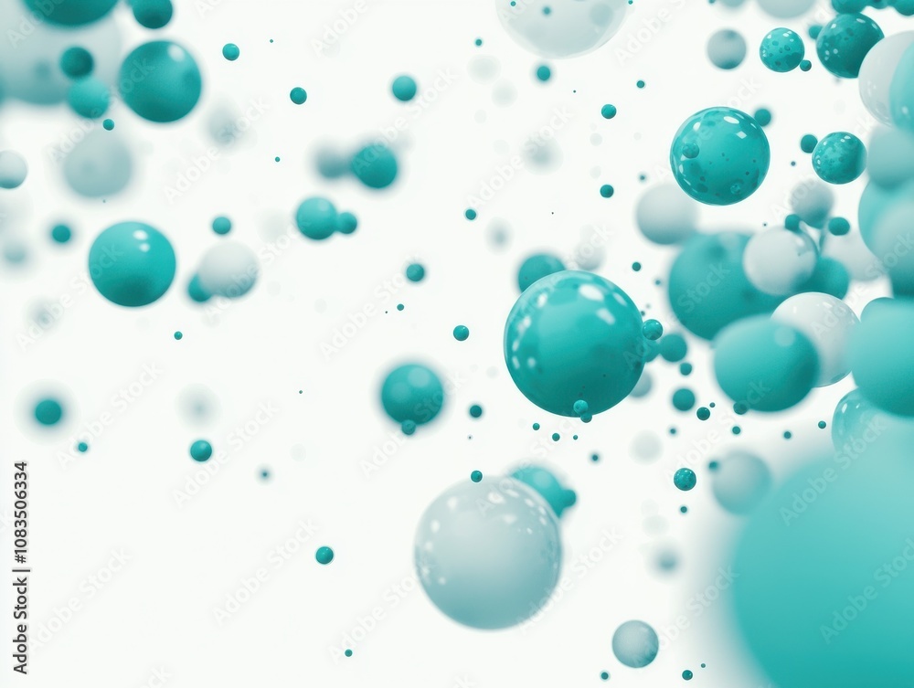 Poster dynamic abstract image of floating spheres in a studio environment