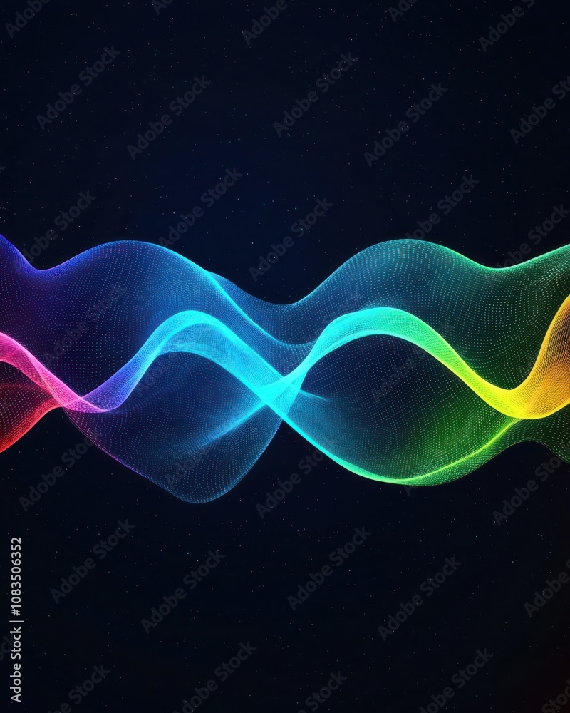 Poster vibrant wave patterns digital art studio abstract visualization color spectrum dynamic motion effect