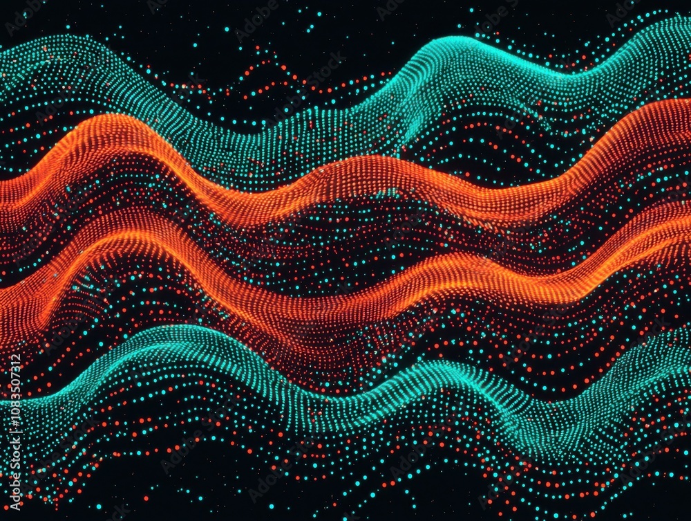 Poster Dynamic wave patterns in digital art abstract background visual design