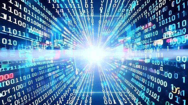 experience fly through bright world seamlessly 4K datum script big black blue coding colours communication complexity computer concept cyber cyberspace developer digit display futuristic hack
