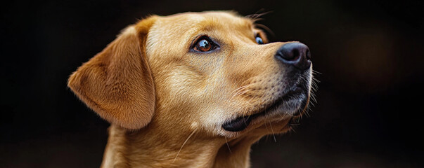 hyperrealistic dog patiently waiting for food, showcasing its expressive eyes and soft fur. This loyal companion embodies anticipation and loyalty