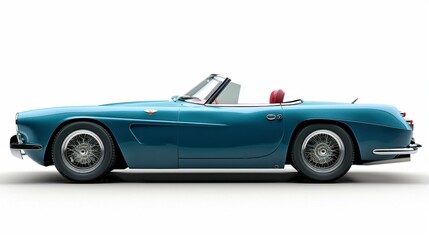 Obraz premium A car with an open convertible top, sporty and sleek, isolated on white background