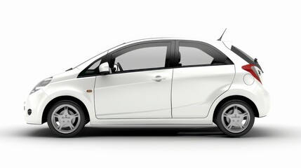 Fototapeta premium A compact car with hatchback design, isolated on white background