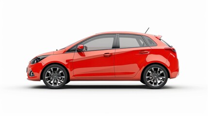 Naklejka premium A compact car with hatchback design, isolated on white background