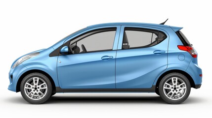 A compact city car with small body design, isolated on a white background