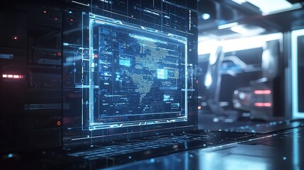Fototapeta premium Forex Analysis: Crypto Robot Standing by Trading Graph