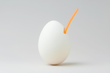 Egg with cocktail straw, eggnog concept