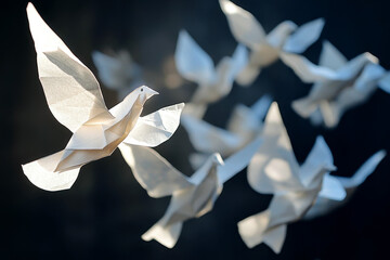 A flight of paper gobubes, a symbol of peace and freedom