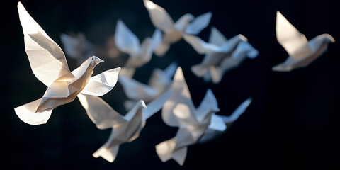 A flight of paper gobubes, a symbol of peace and freedom