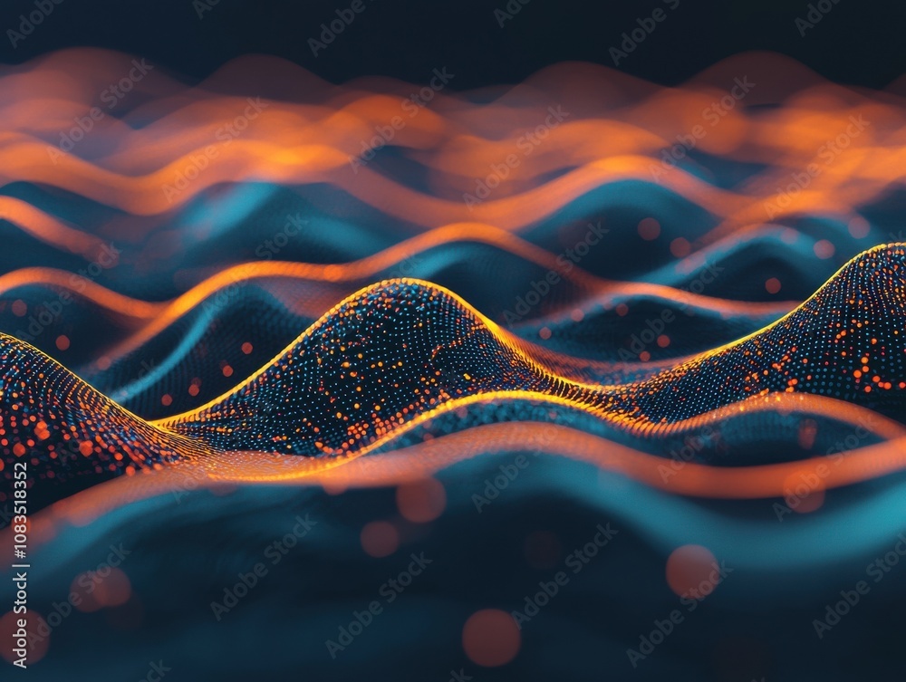 Poster dynamic wave patterns abstract visualization digital art futuristic close-up energy concepts
