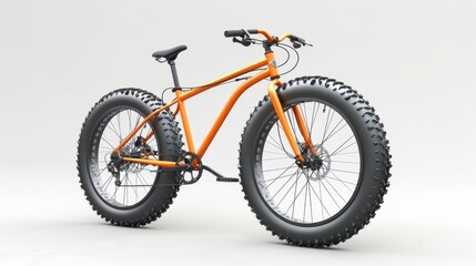 Obraz premium A mountain bike with knobby tires, designed for rough terrain, isolated on a white background