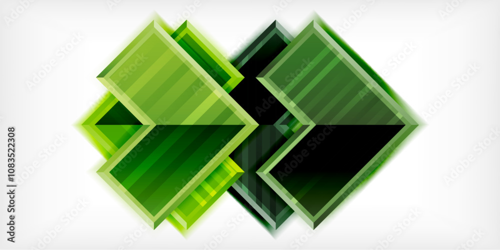 Poster Arrow symbols created with 3d effects and line texture geometric abstract background