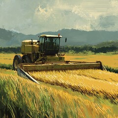 Fototapeta premium combine harvester on field