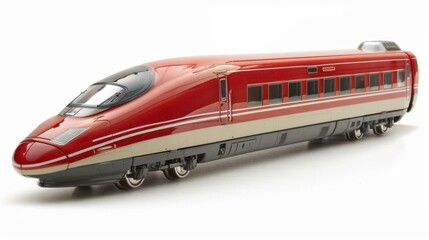Fototapeta premium A sleek bullet train model, designed for high-speed travel, isolated on a white background
