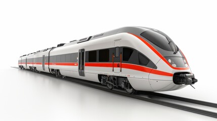 Fototapeta premium A sleek commuter train with sliding doors, isolated on a white background