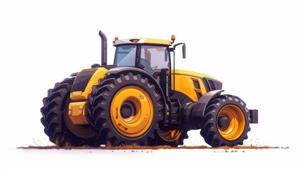 Obraz premium A tractor with large wheels for farming, isolated on a white background
