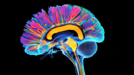 A brain scan using MRI technology, showing the inside of the brain.